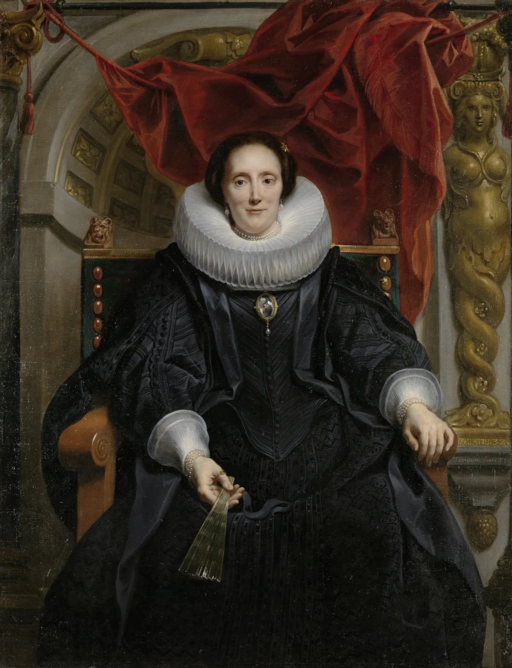 Portrait of Catharina Behaghel (1597-1666), wife of Rogier Le Witer, by Jacob Jordaens, oil, 1635