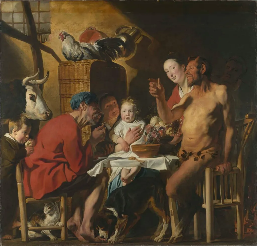 Satyr and the Peasant, by Jacob Jordaens, oil, 1620