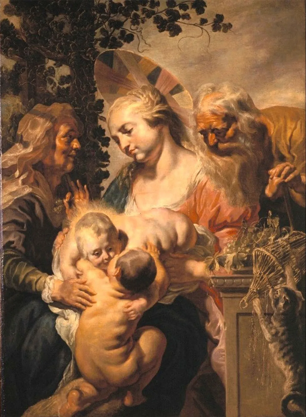 The Holy Family with St. Elizabeth and the Infant St John the Baptist, by Jacob Jordaens, oil, 1615