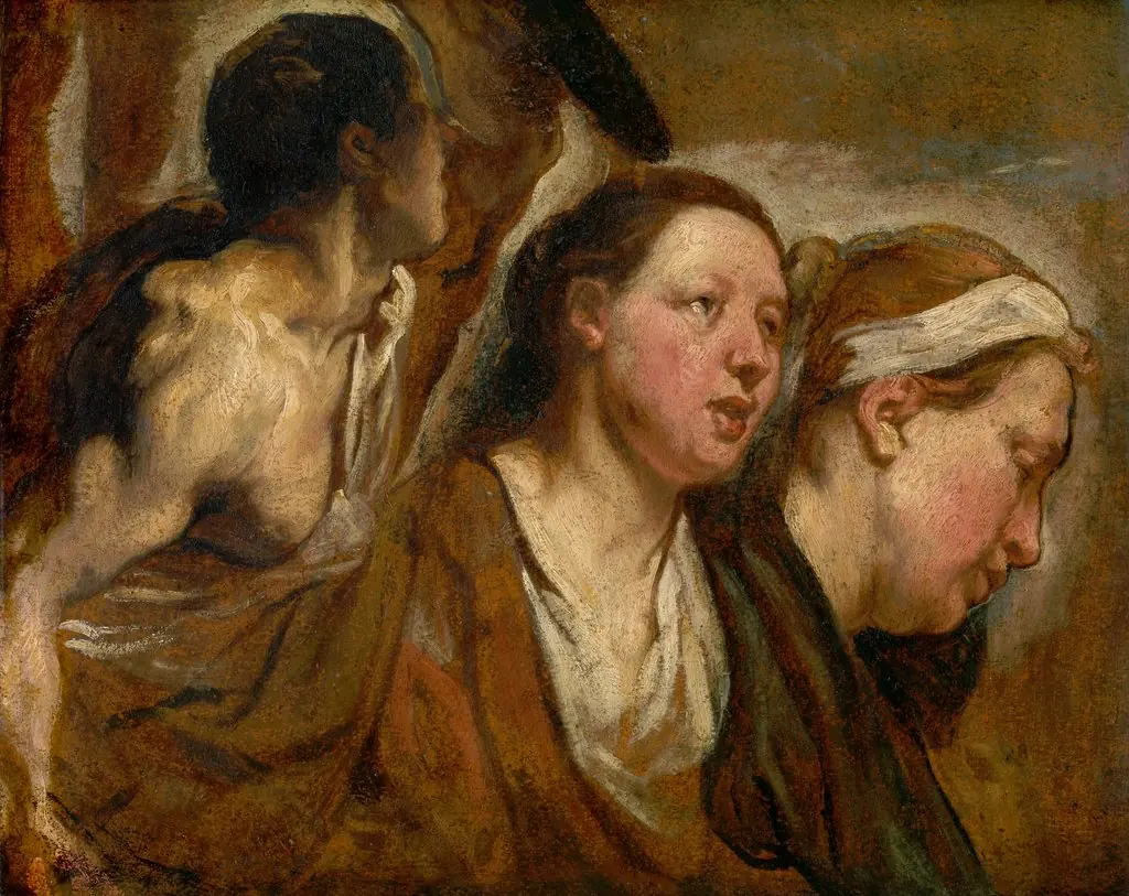 Two Female Heads and Torso of a Warrior, by Jacob Jordaens