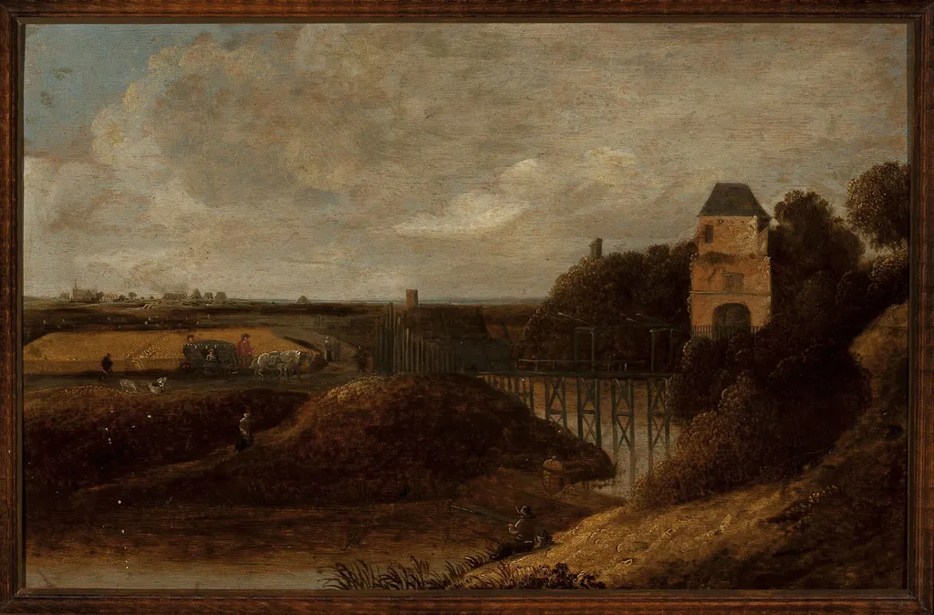 Landscape with a castle, by Jacob Knijff, oil, 1670