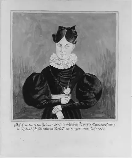Portrait and Birth Record of Mahala Wechter, by Jacob Maentel, 1833