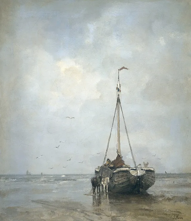 Bluff-bowed Fishing Boat on the Beach at Scheveningen