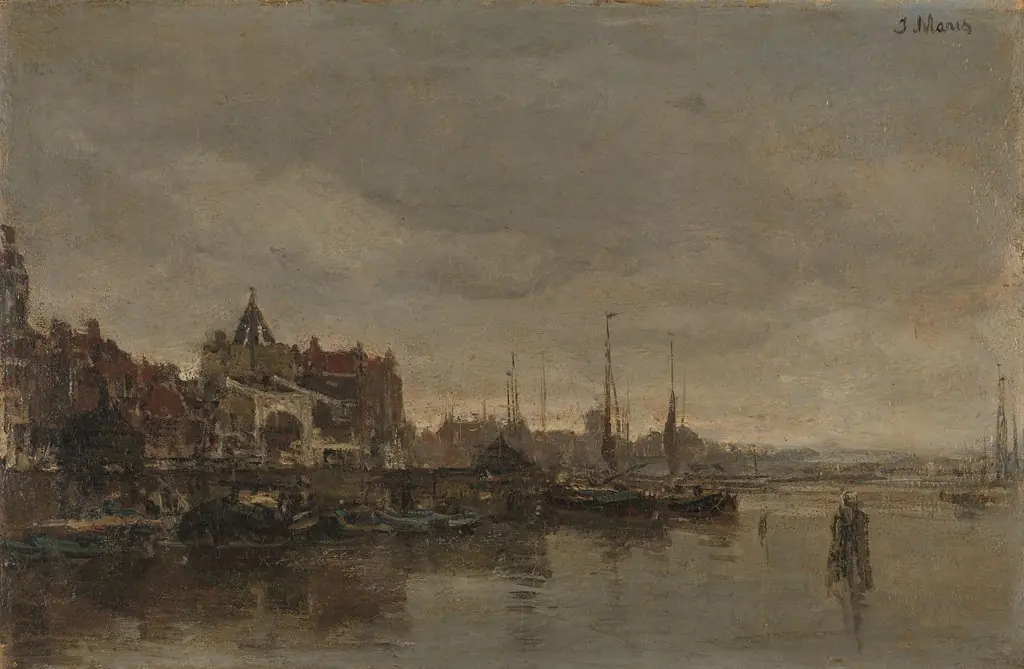 De Schreierstoren met de brug over de Gelderse Kade te Amsterdam, by Jacob Maris
