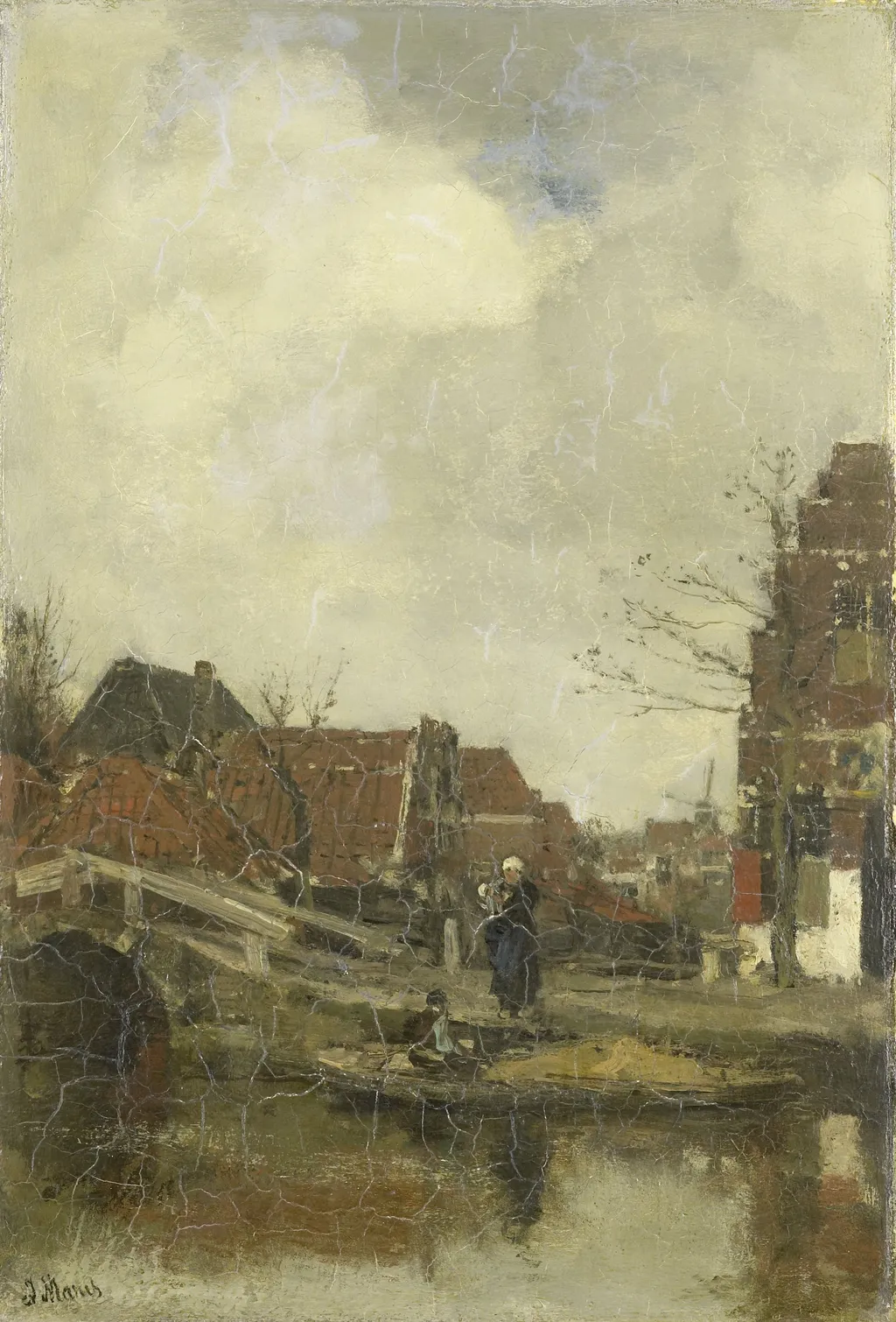 Neighborhood on the water, by Jacob Maris, oil, 1892