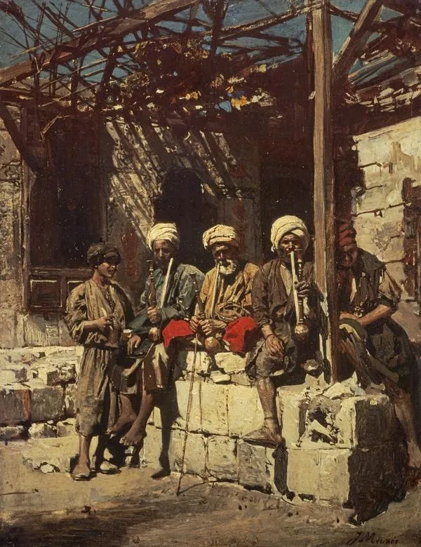 Outside a Café, by Jacob Maris, unspecified, 1868