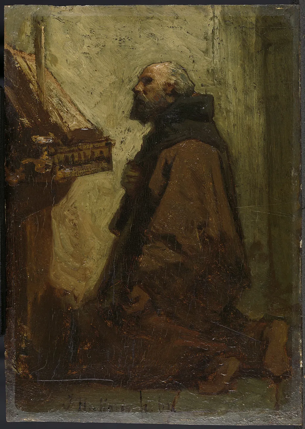 Praying Monk (Monk at his Devotions), by Jacob Maris, oil, 1864