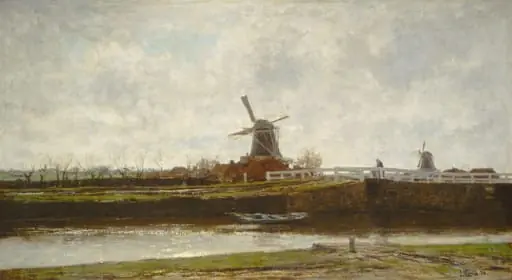 View of the Mill and Bridge on the Noordwest Buitensingel in The Hague, by Jacob Maris