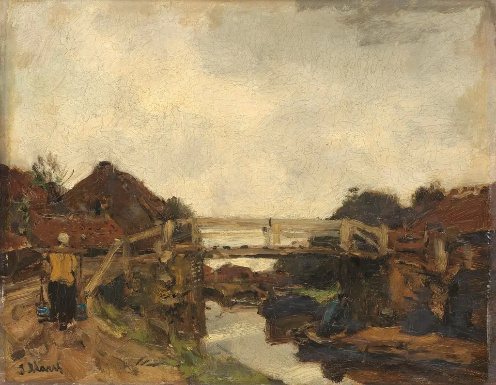 Wooden Bridge across a Canal at Rijswijk, by Jacob Maris