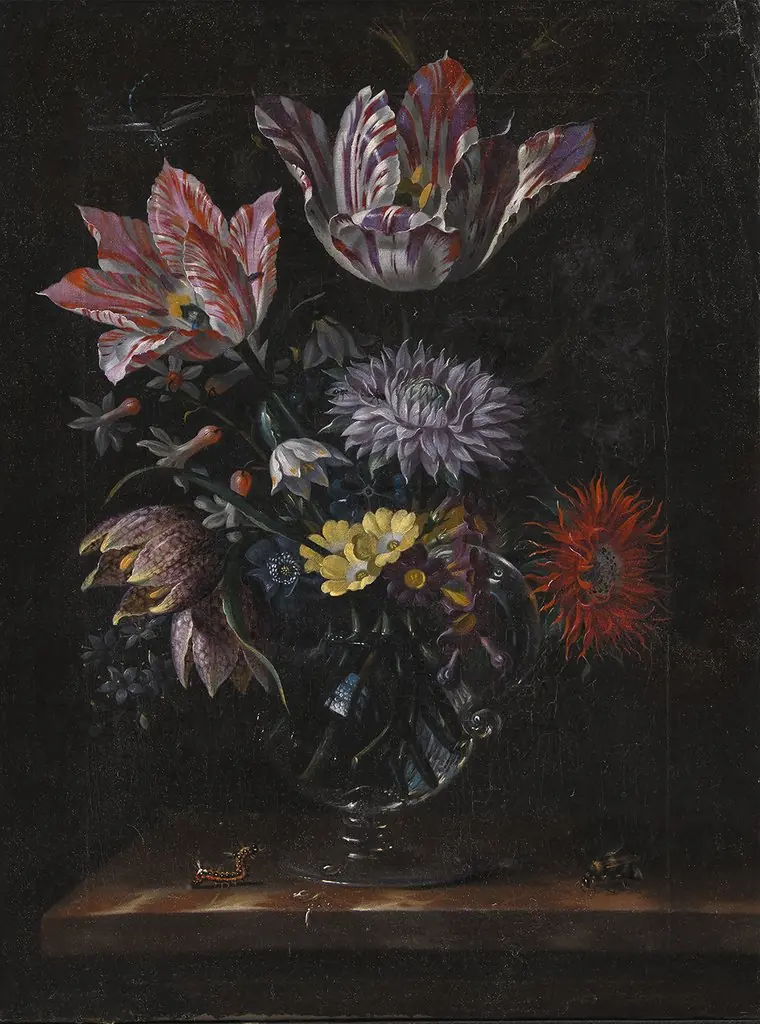A Glass Vase with Flowers, by Jacob Marrel