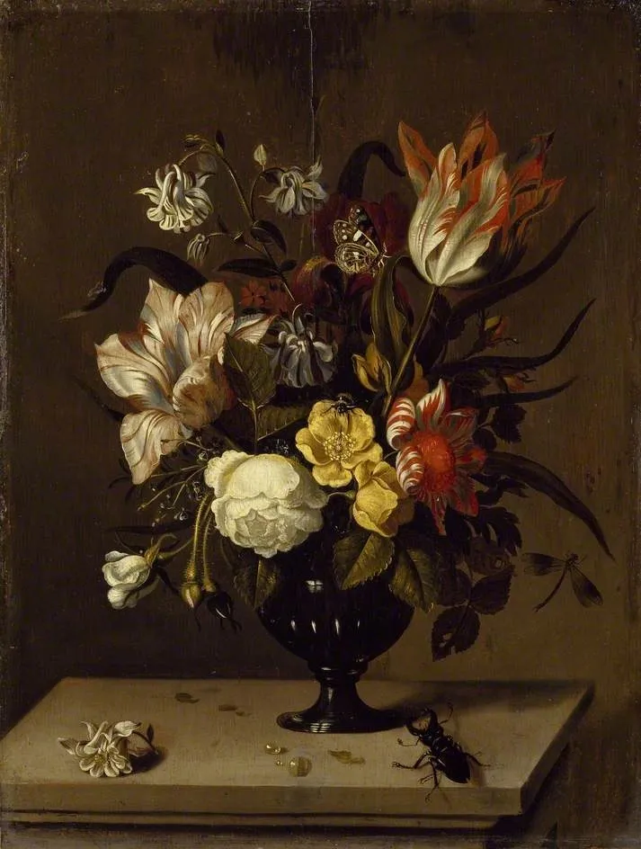 A Vase of Flowers, by Jacob Marrel, oil, 1657