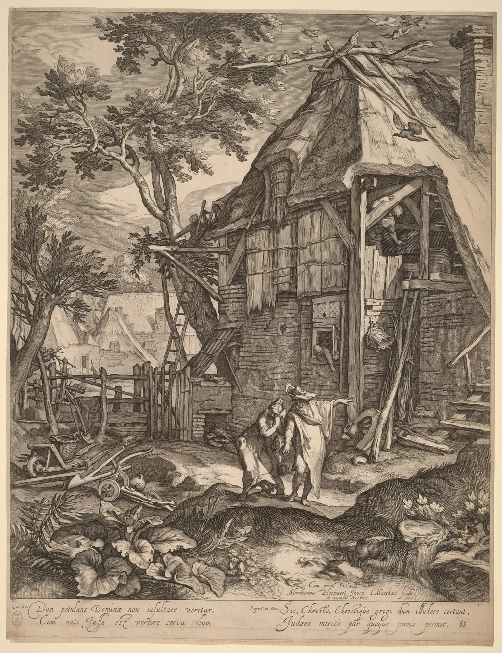 Abraham Casting Out Hagar, by Jacob Matham, ink, 1603