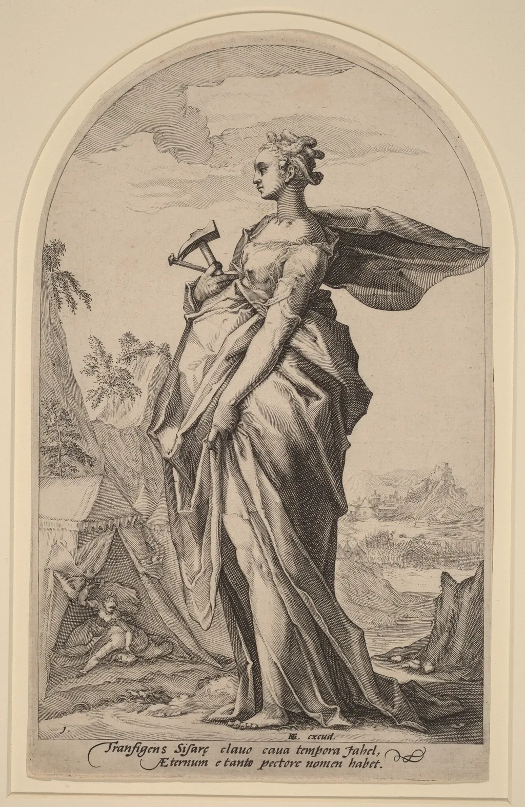 Jael and Sisera, by Jacob Matham, ink, 1588