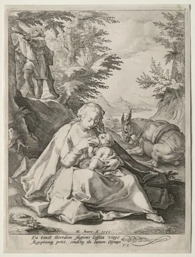 Rest on the Flight into Egypt, by Jacob Matham
