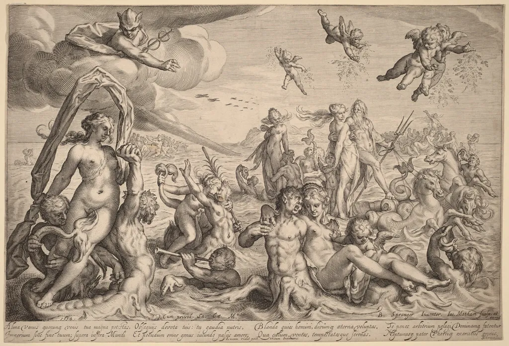 The Triumph of Neptune and Thetis, by Jacob Matham, ink, 1614