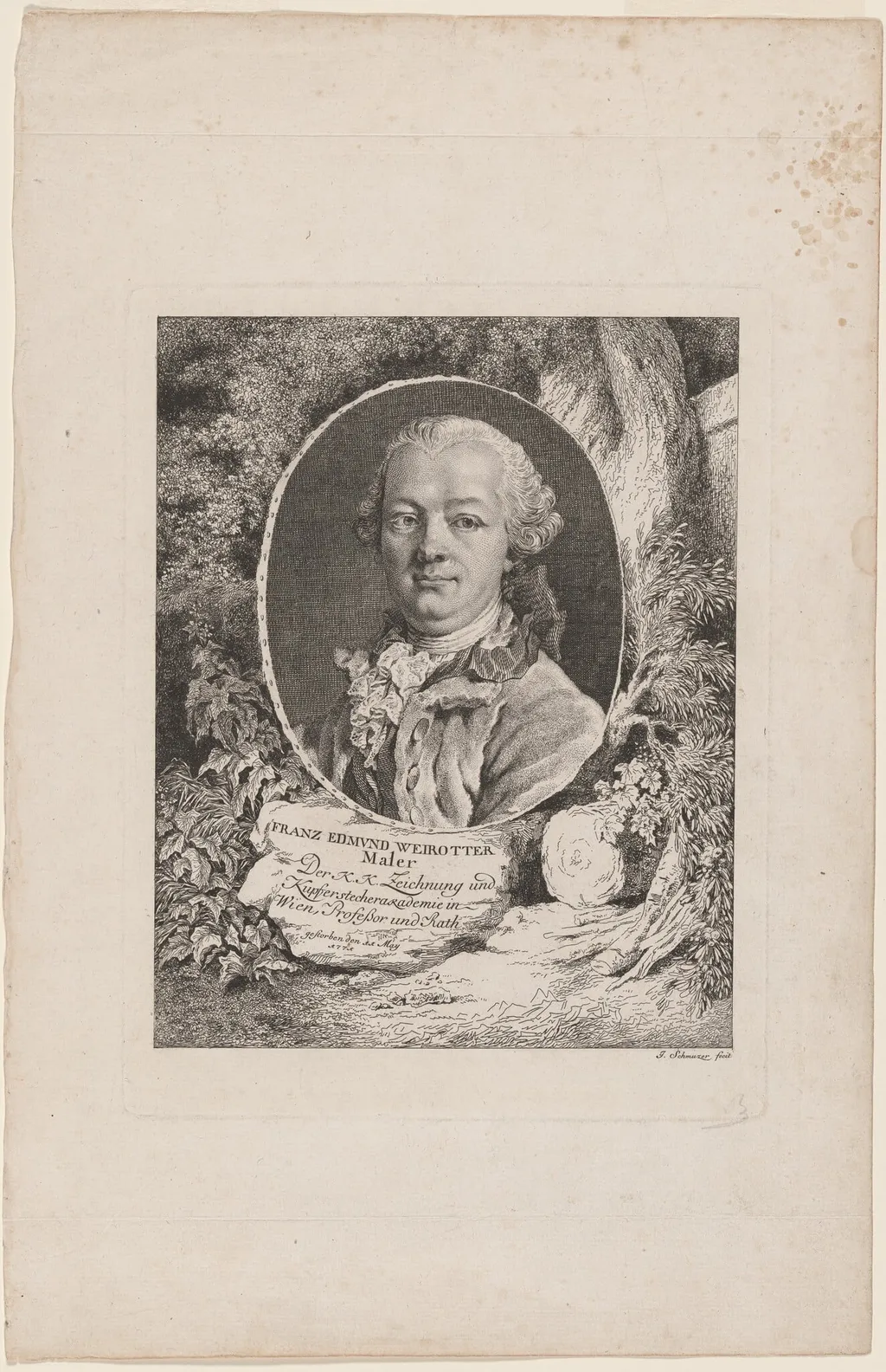 Franz Edmund Weirotter, by Jacob Matthias Schmutzer, ink, 1771
