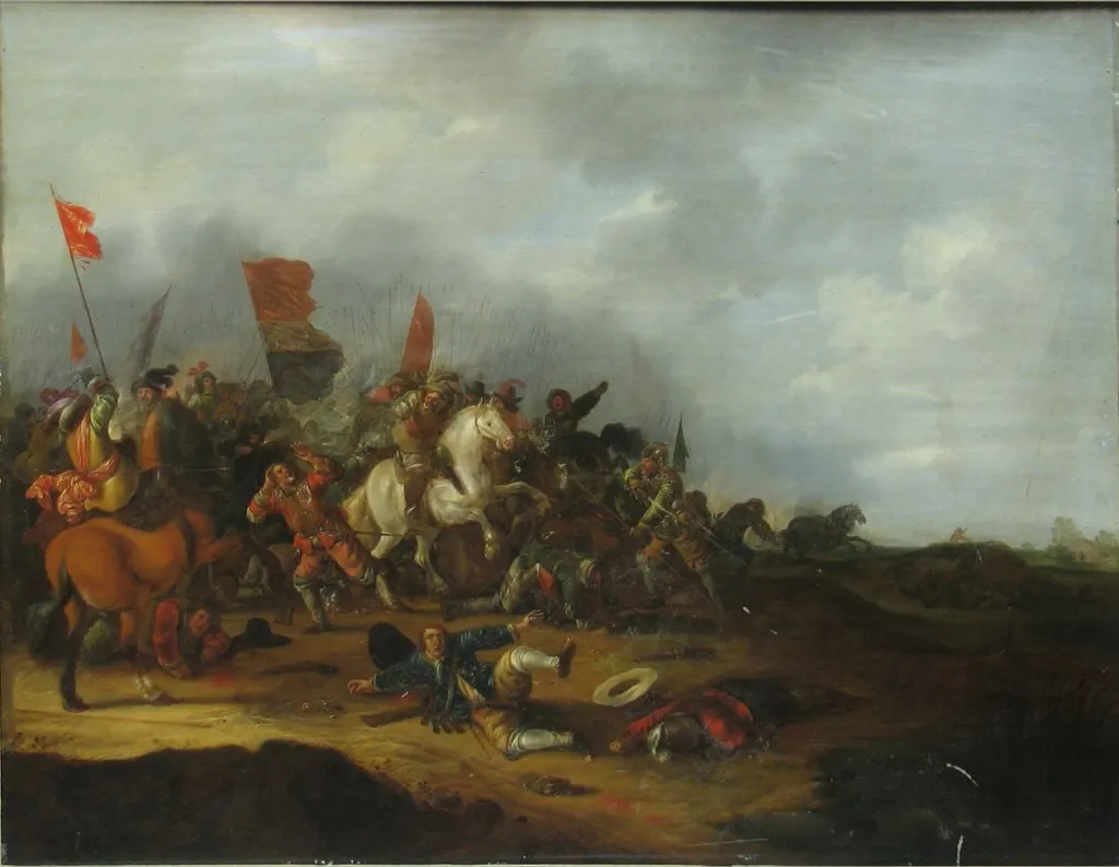 Luptă între cavalerie și pedestrime, by Jacob Matthias Weyer