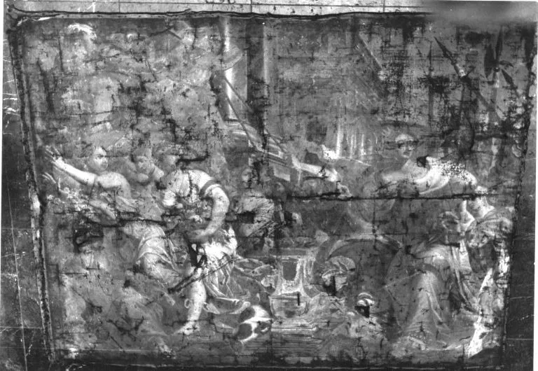 Niobe lässt die Bildsäule der Diana niederreißen, by Jacob Potma, unspecified, 1647