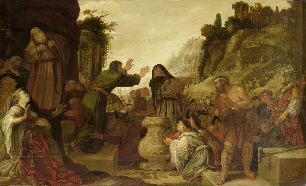 Sts Paul and Barnabas worshipped as gods by the people of Lystra, by Jacob Pynas, oil, 1628