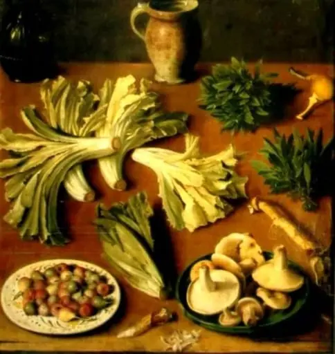 Natură moartă cu ciuperci; pandant: Natură statică cu varză, by Jacob Samuel Beck