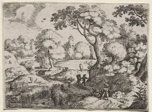 Six Landscapes: Path Between Swamp and Wooded Bank, by Jacob Savery I