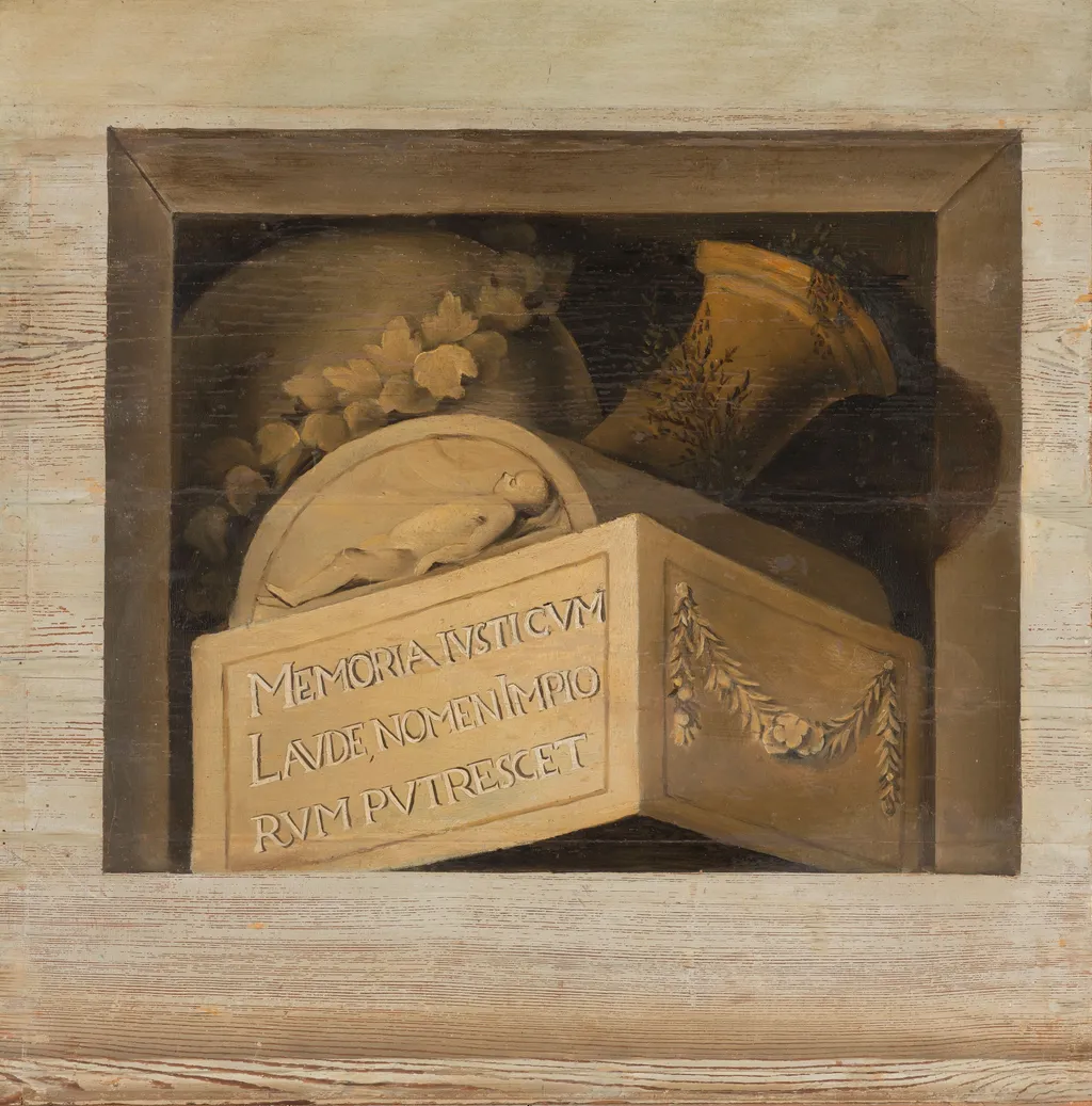 Tomb with Inscription, by Jacob van Campen, oil, 1650
