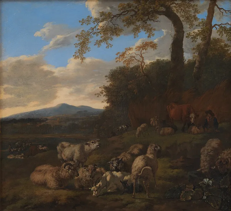 The Flock of Sheep, by Jacob van der Does, oil, 1661