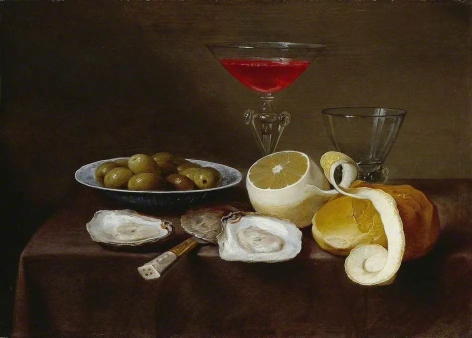 Still Life with Oysters, by Jacob van Es, oil, 1641