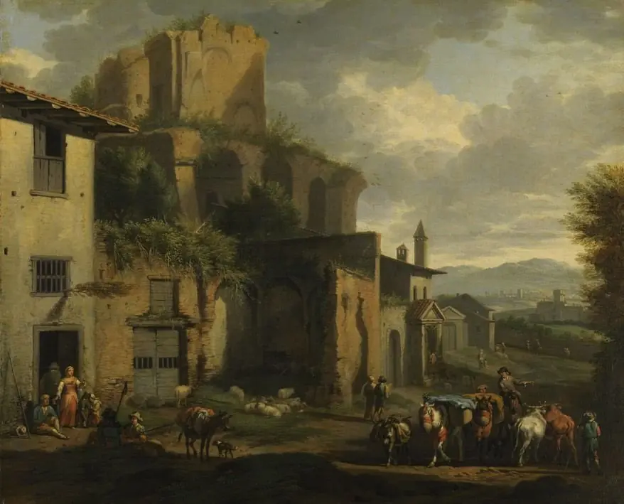 Szene vor einer römischen Ruine, by Jacob van Huchtenburg