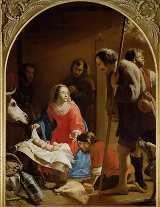 Adoration of the Shepherds (St Anthony in the background), by Jacob van Oost, 1645