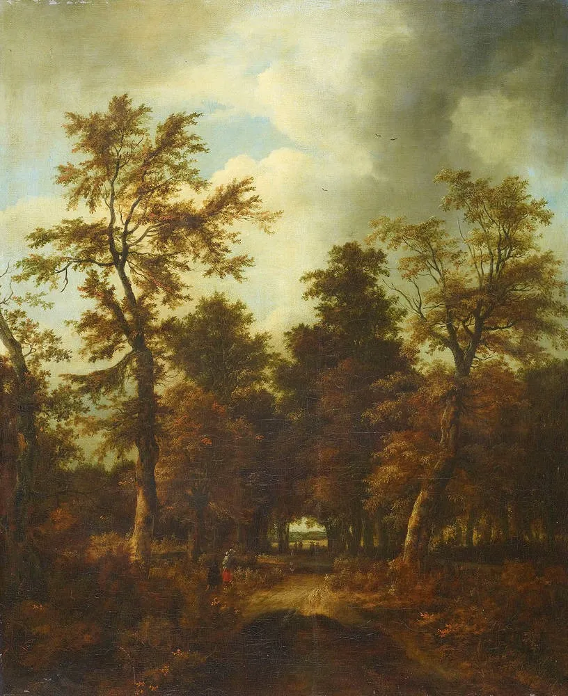 A road through a wood, by Jacob van Ruisdael, oil, 1660