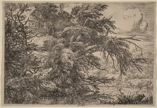 Cottage on a Hill, by Jacob van Ruisdael