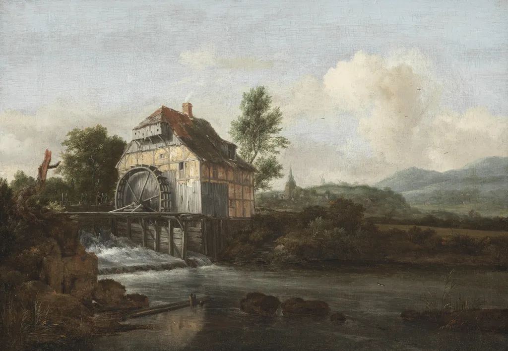Landscape with a Watermill, by Jacob van Ruisdael, oil
