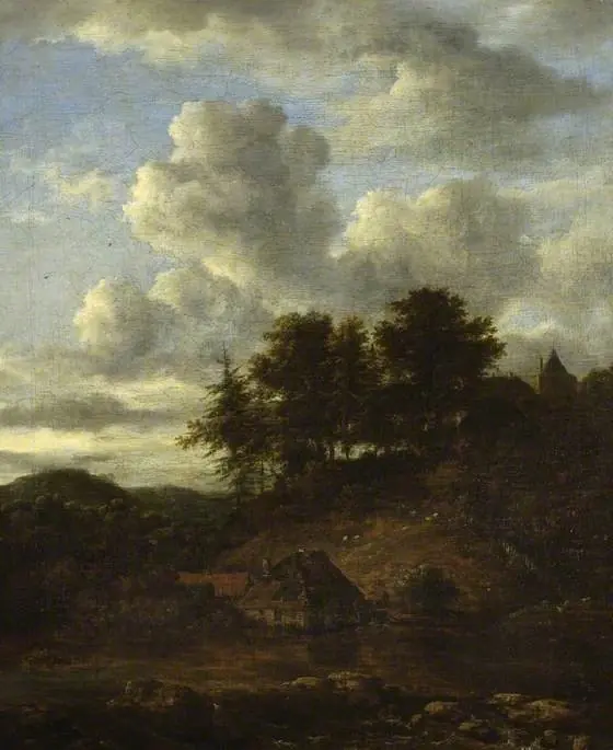 Landscape with river and pines, by Jacob van Ruisdael