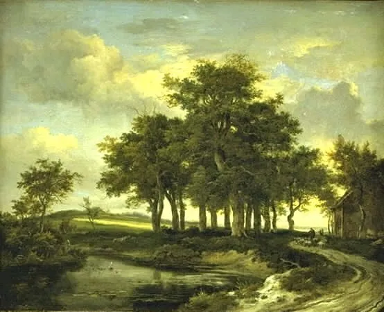 Oak Trees near a Road, Evening