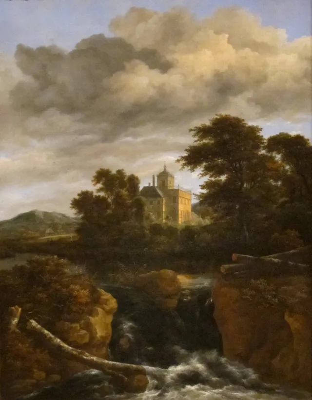 Rocky Landscape with Castle and Cascade