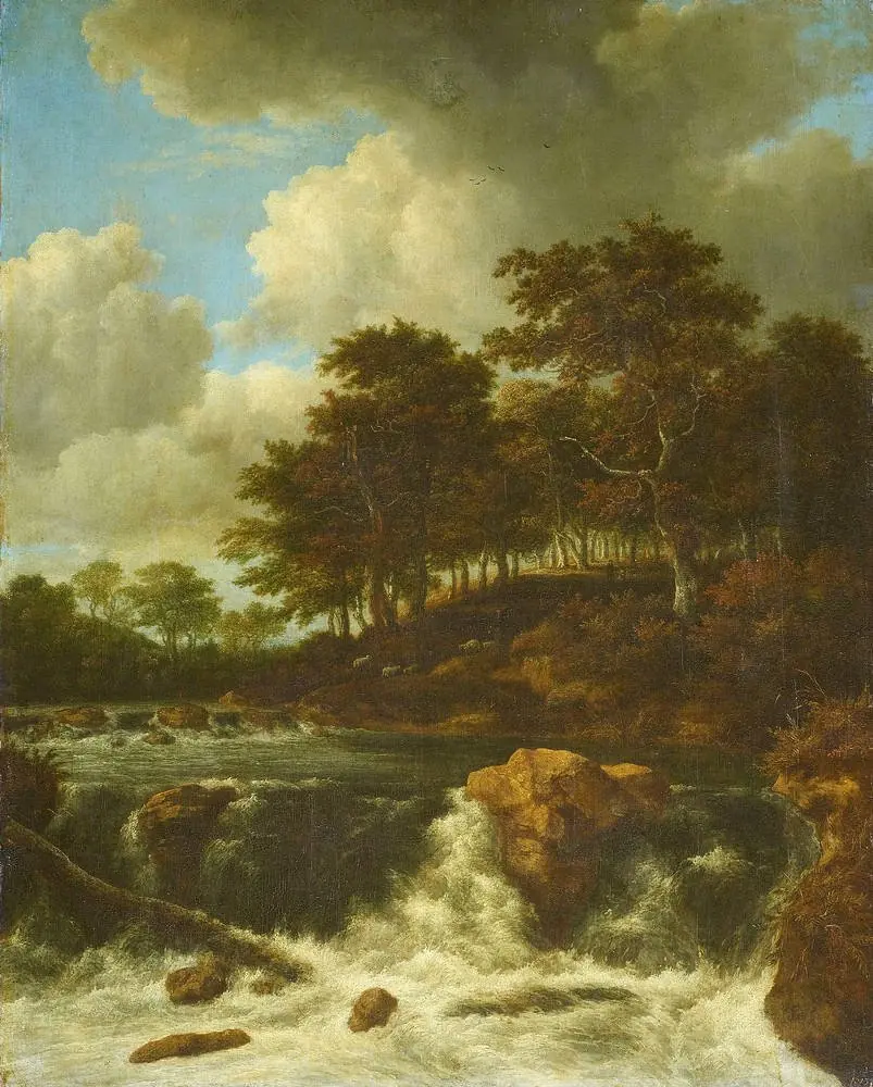 The Waterfall in front of the Wooded Slope