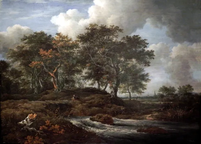 Torrent with Oak Trees