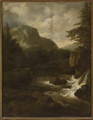 Waterfall in the mountains, by Jacob van Ruisdael