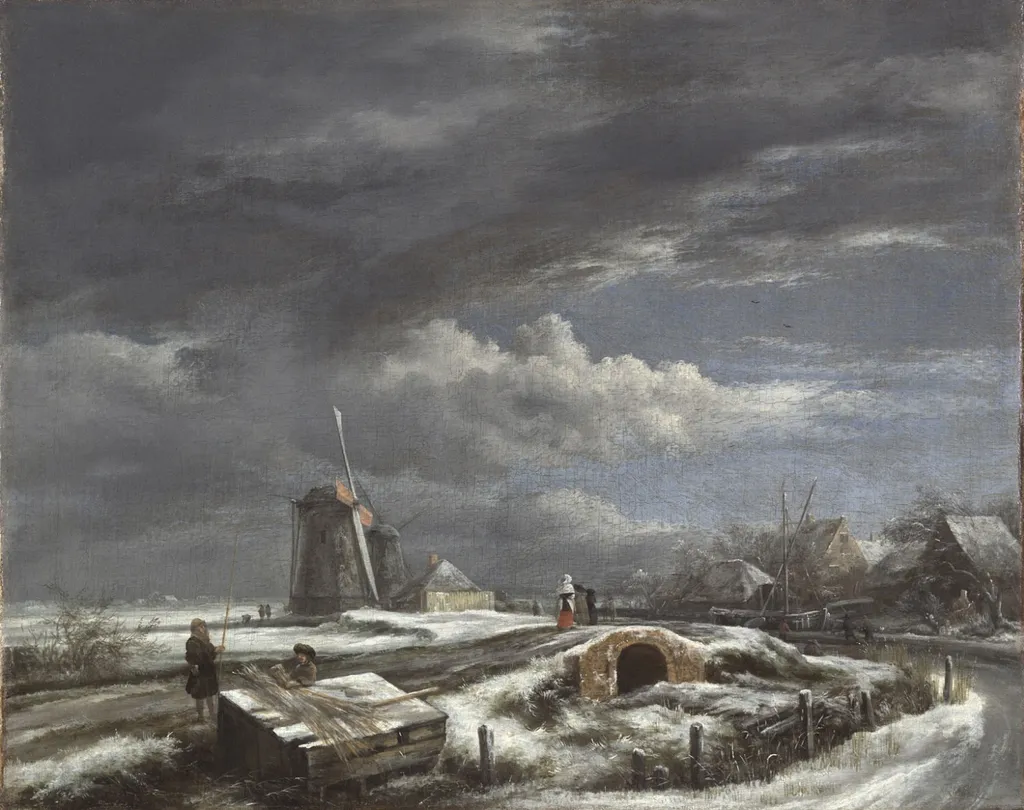Winter Landscape, by Jacob van Ruisdael, oil, 1660