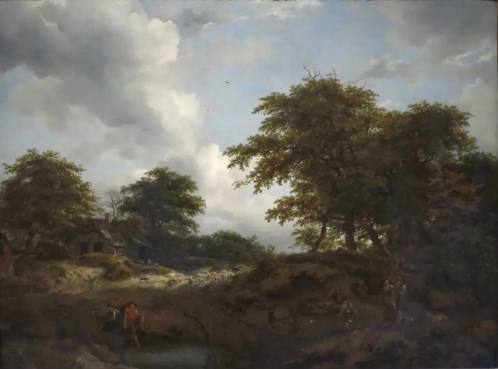 Wooded Landscape with a Pool and Figures, by Jacob van Ruisdael