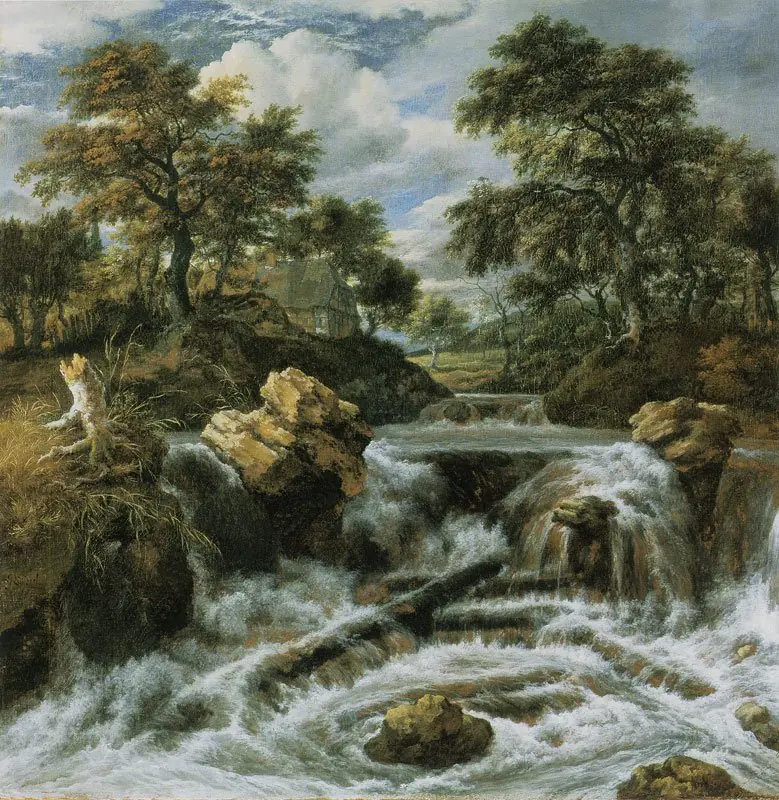 Wooded landscape with a water fall