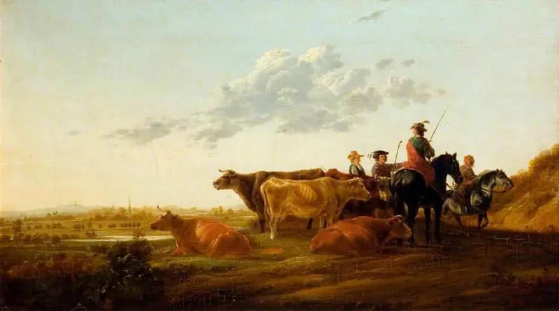Landscape with Horsemen and Cattle, by Jacob van Strij