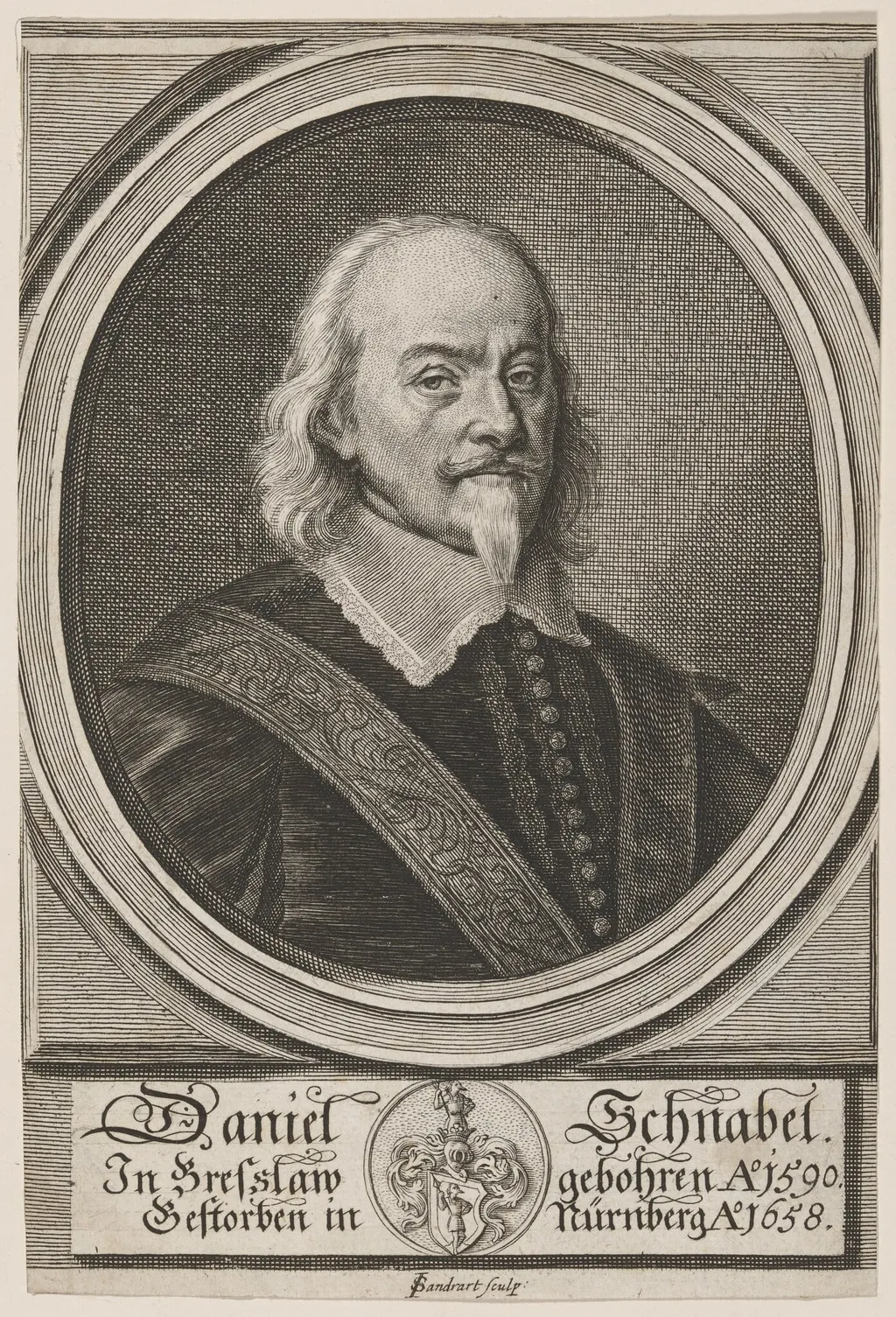 Daniel Schnabel, by Jacob von Sandrart, ink, 1658