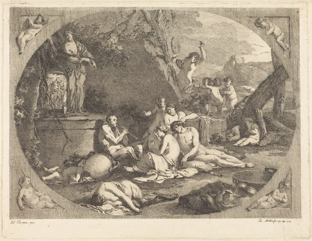 Bacchanal, by Jacob Wilhelm Mechau, ink, 1770