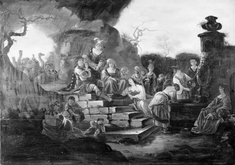 Merry Company by a Fountain, by Jacob Willemsz de Wet, unspecified, 1652
