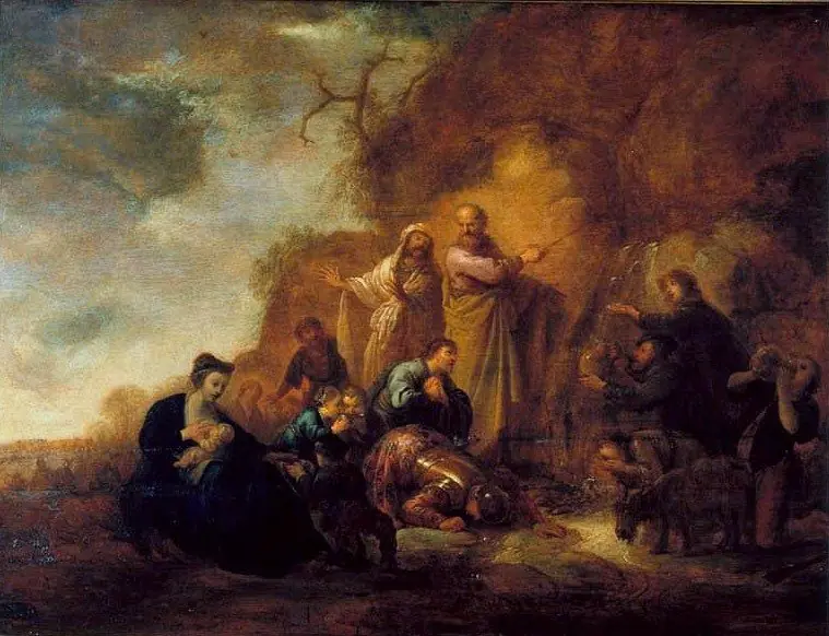 Moisés no Rochedo de Horeb, by Jacob Willemsz de Wet