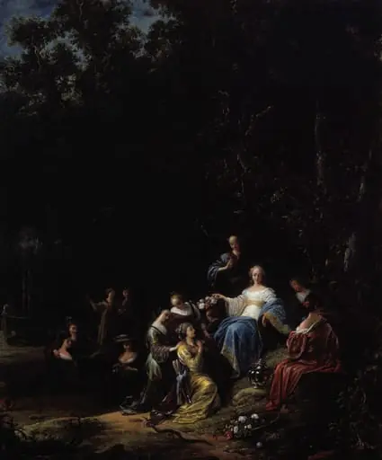Amarillis kruunaa Mirtillon (Kohtaus pastoraalinäytelmästä Il Pastor Fido), by Jacob Willemsz. de Wet vanhempi / den äldre / the Elder