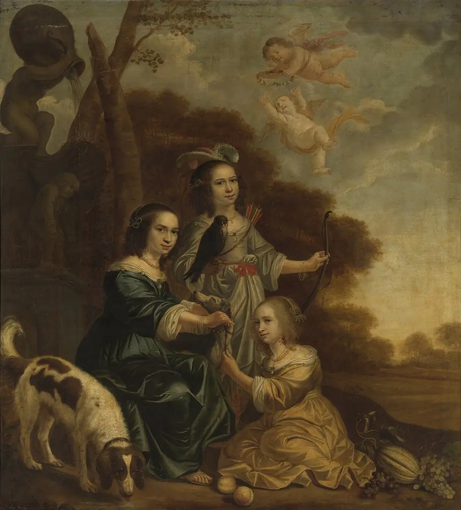 Portrait of Geertruyt, Margriet and Anna Delff, the artist's daughters, by Jacob Willemsz Delff