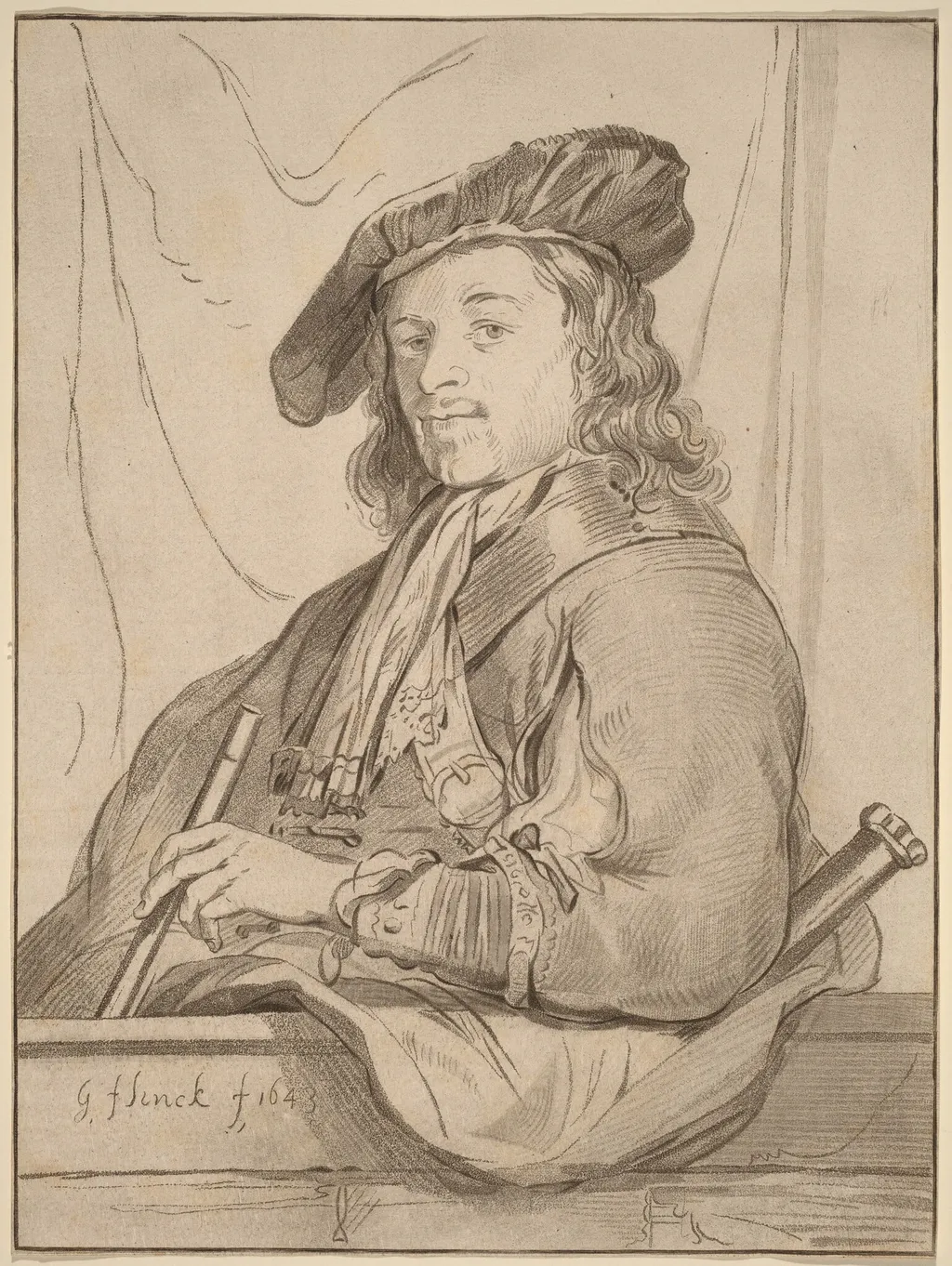 Man at the Parapet, by Jacobus Buys, chalk, 1773